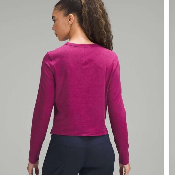 Lululemon Classic-Fit Cotton-Blend Long-Sleeve Shirt Magenta Purple Size 6 - Picture 2 of 6